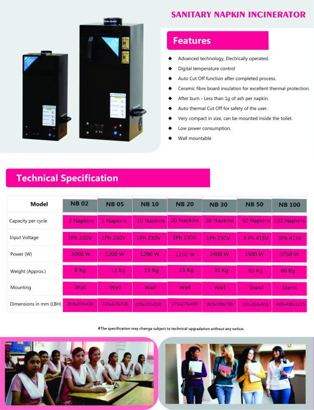 Automatic Electric sanitary napkin incinerator, Feature Women Safety