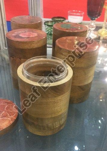 Round Wooden Cookie Jar