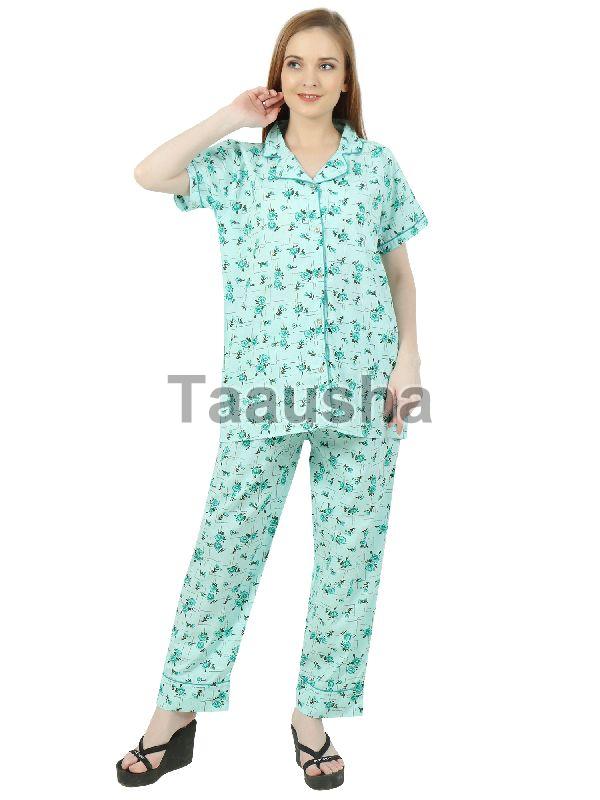 Ladies Green Floral Printed Cotton Night Suit at Rs 500 Set in