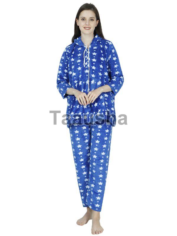 Buy PALIVAL Women's Woolen Star Print Hoodie & Pajama Night Dress  (RL028_Pink_Free Size) (Magenta, Wool) at Amazon.in