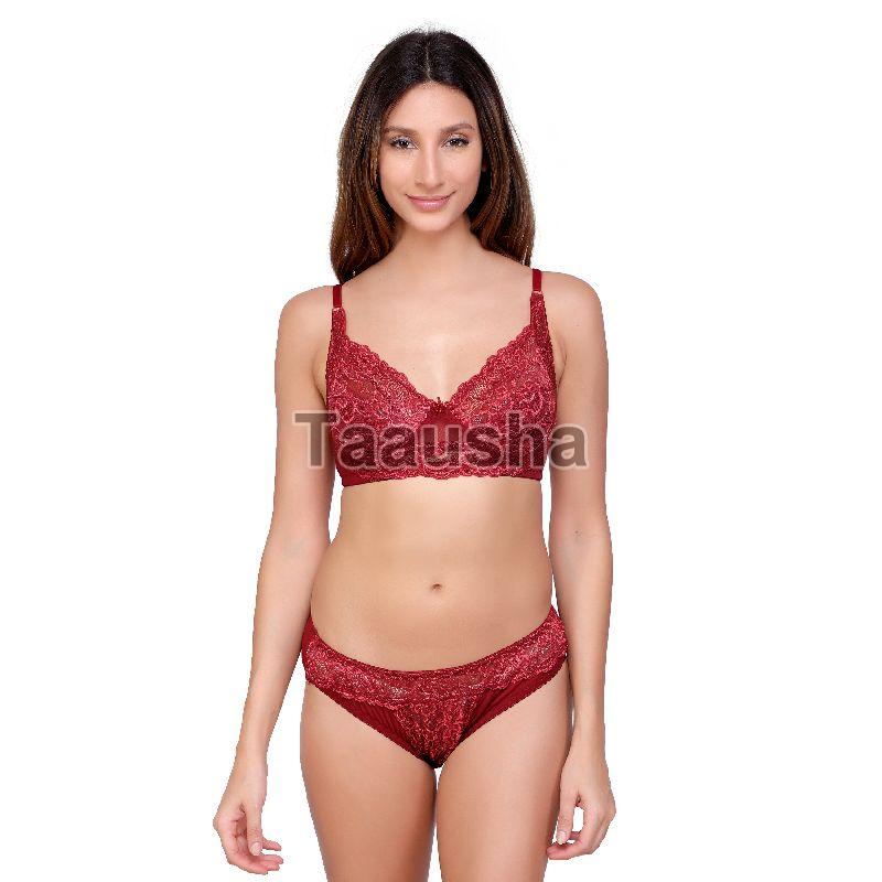 Available in Cotton,Lycra Plain Red Bra Panty Set at Rs 200/set in