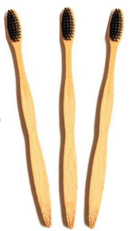Brown S Curve Bamboo Toothbrush, Size : 18.5 Cm