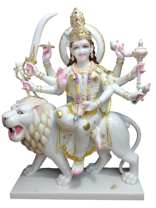 Polished Marble Durga Mata Statue, for Worship, Packaging Type
