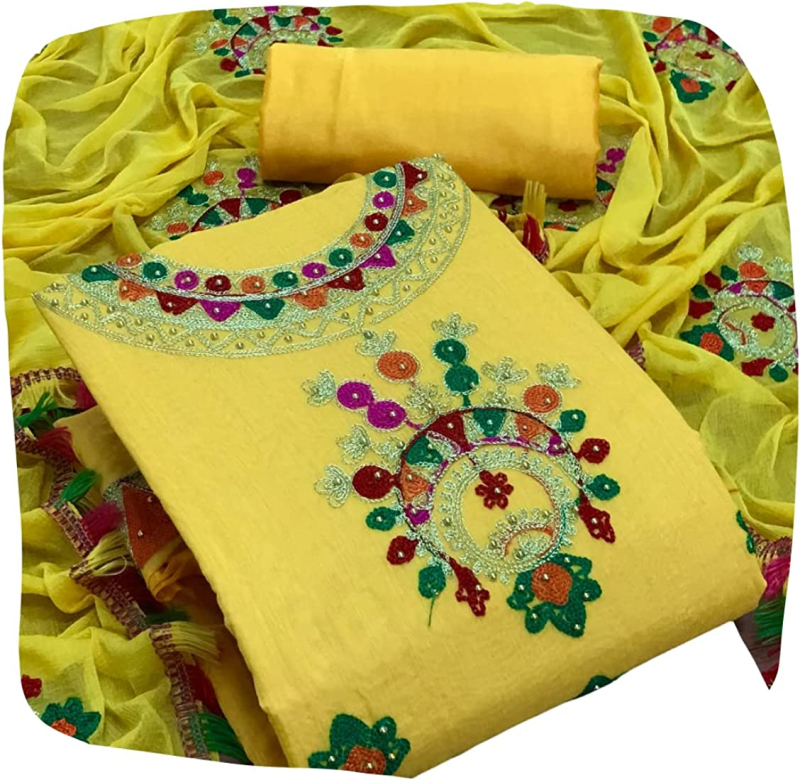 Chanderi Silk Unstitched Suit, Feature : Breathable, Dry Cleaning, Easy ...