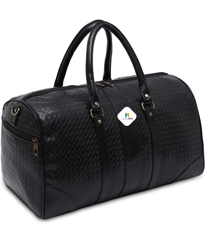 Black Nilson India Rectangular Leather Hand Duffle Bags, Pattern