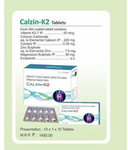 Calzin K2 Tablets, For Clinical, Hospital, Personal, Purity : 100%