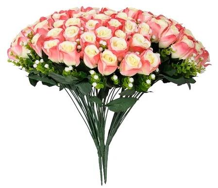 Plastic Artificial Pink Rose Bouquet, For Home Decoration