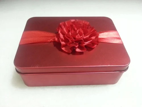 Red Rectangle Chocolate Tin Box