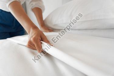 KE Cotton bed sheet, for Hospital, Hotel, Style : Plain, 1 cm satin stripe