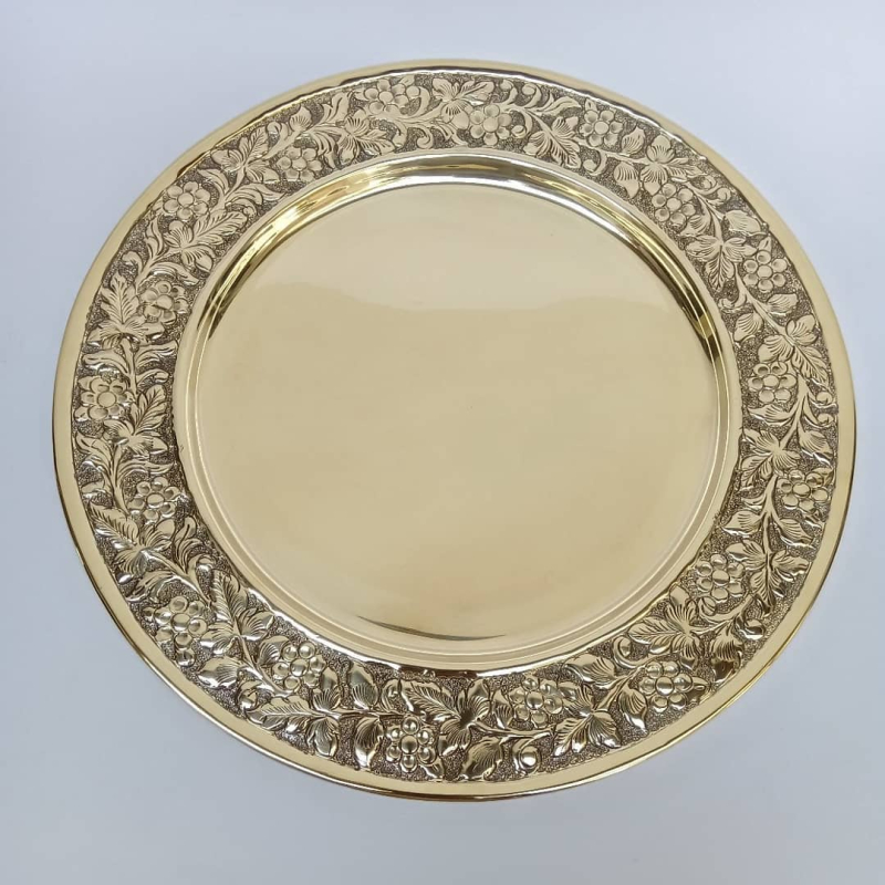 Seventh Element Round Polished Brass Charger/ Show Plate, For Serving
