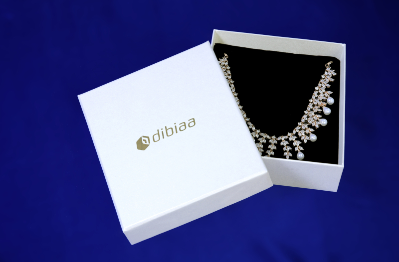Dibiaa Plain Cardboard White Necklace Set Box, Size : Standard