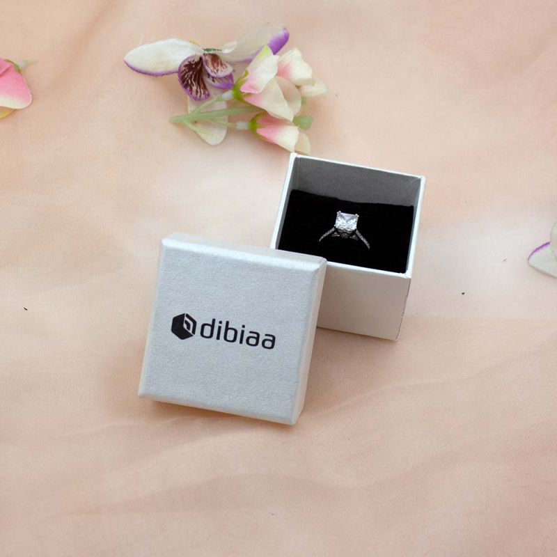 Dibiaa Square Cardboard White Ring Box, Size : Standard