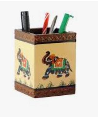 Pen Holder Square Non Polished Mdf Box, For Household, Office, Size : 3×3×4