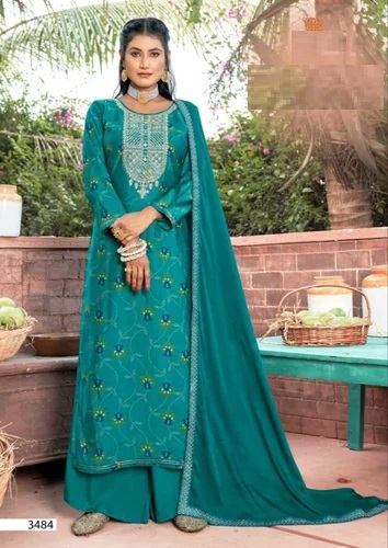 A-line Embroidered Ladies Cotton Suit, Occasion : Party Wear