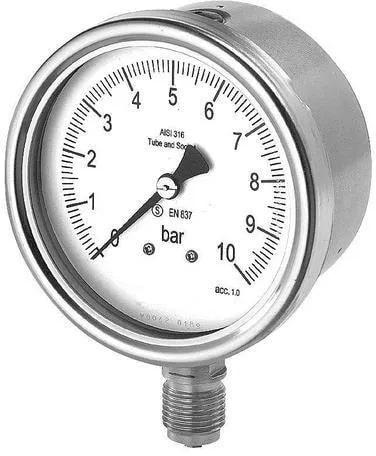 White WIKA Round Stainless Steel Bourdon Pressure Gauge, for Industrial, Certification : CE Certified