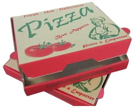 Square Cardboard Pizza Packaging Box, Pattern : Printed