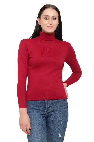 Full Sleeves Ladies High Neck Rib Lycra Sweater, Size : M, XL, Feature ...