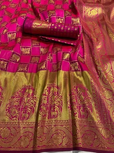 SR Weaving Kanchipuram Silk Saree, Occasion : Party Wear