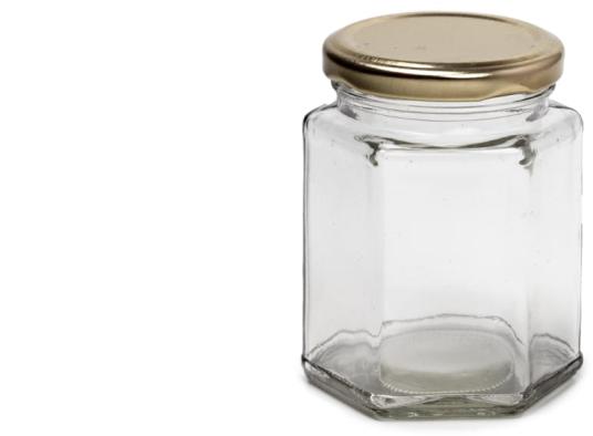 400ml Hexagonal Glass Jar, for Jam/caviar, Color : Clear