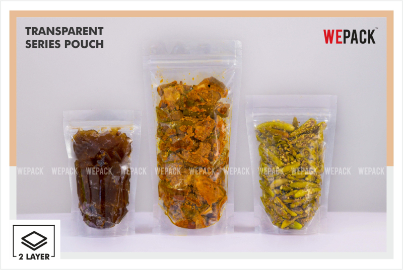 Transparent Stand Up Zipper Pouch, for Food Packaging, Pattern Plain
