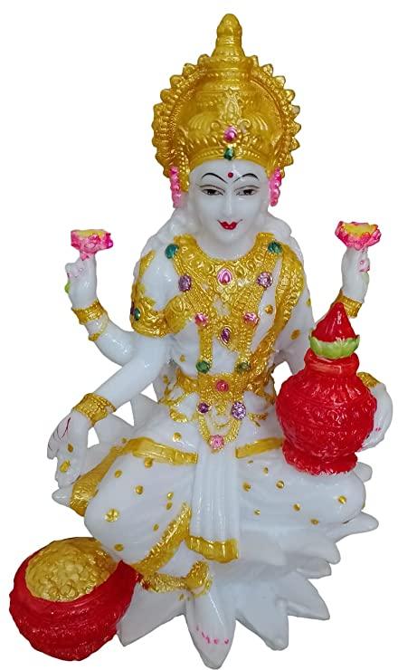 Printed Marble Dust Laxmi Statue, For Gifting, Home Decoration, Pooja, Temple, Size : 7 Inch Height
