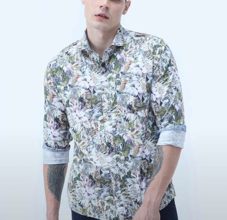 Mens Digital Printed Cotton Casual Shirts