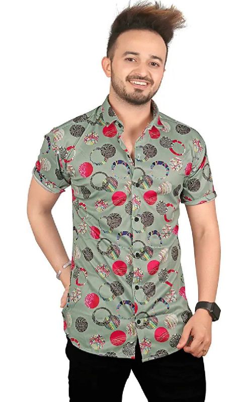 Mens Digital Printed Cotton Casual Shirts