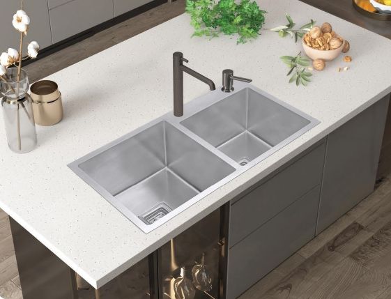 17x14 Stainless Steel Double Bowl Kitchen Sink