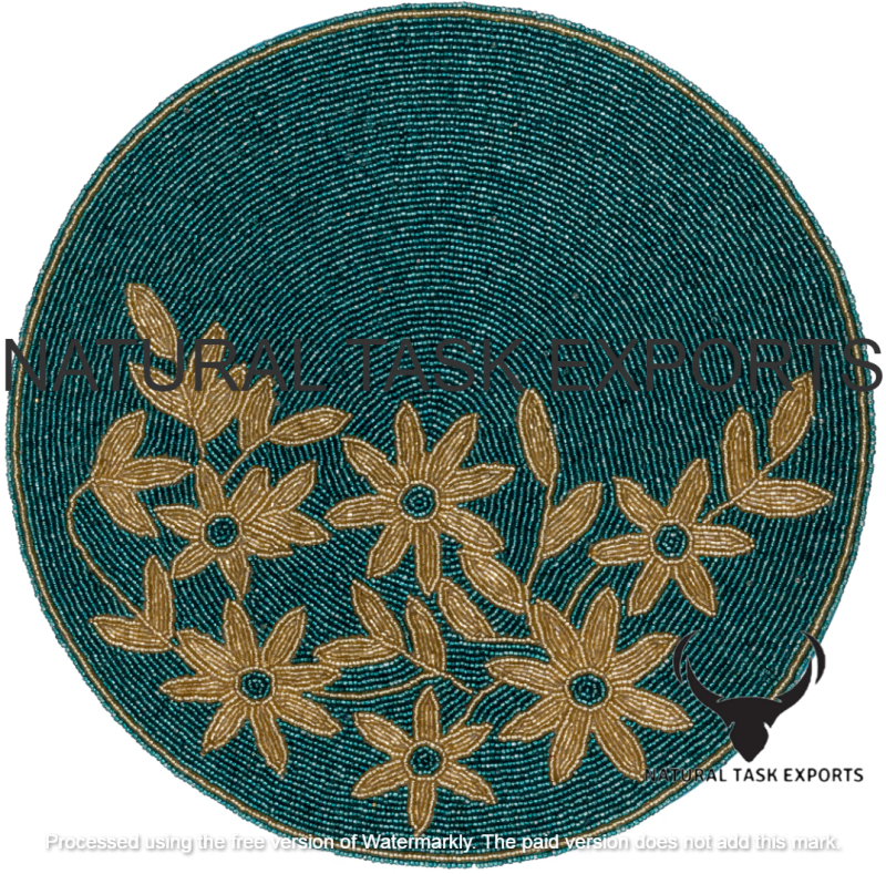 Black Natural Task Round Bead Placemat, For Homes, Hotels, Resorts