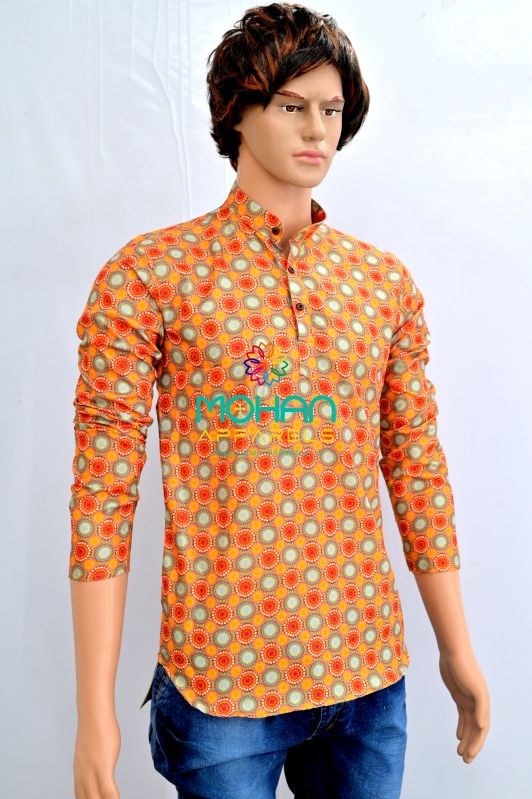 Mens Fancy Digital Print Short Kurta, Feature : Anti-Wrinkle, Comfortable, Dry Cleaning, Easily Washable