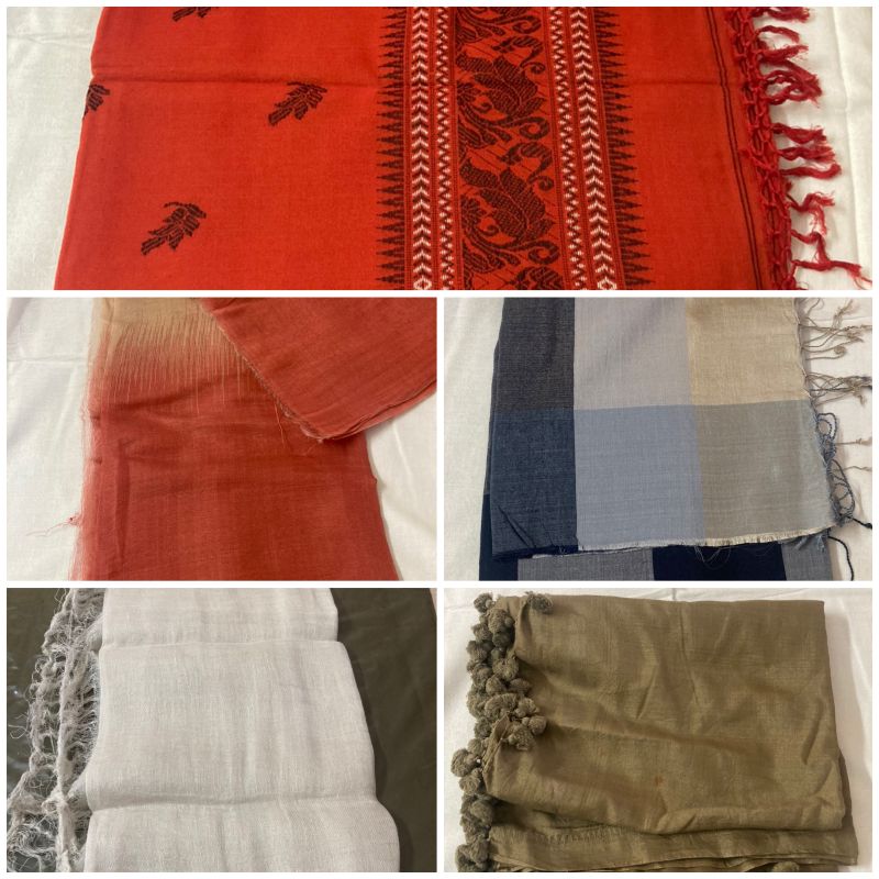 Checked Cotton Glossy Finish Stoles, Technics : Handloom