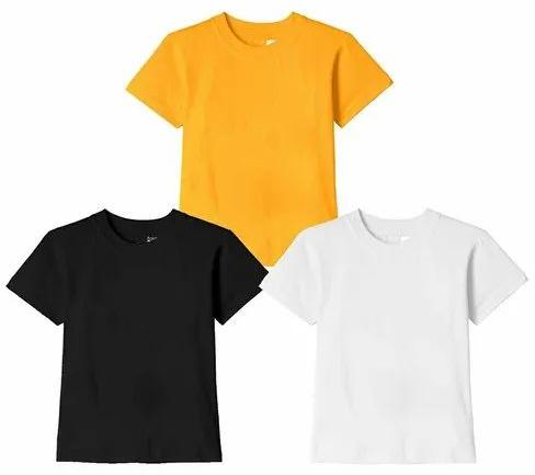 Cotton Boys Plain T-Shirts, Sleeve Style : Half Sleeve