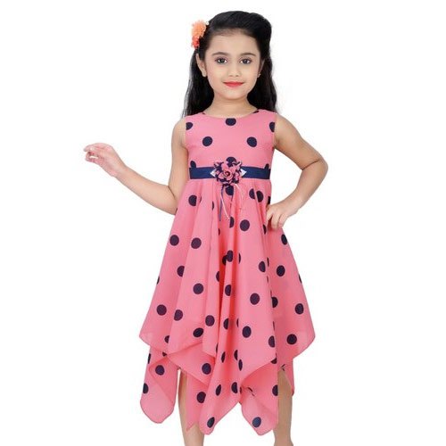 Printed Cotton girls frock, Size : M