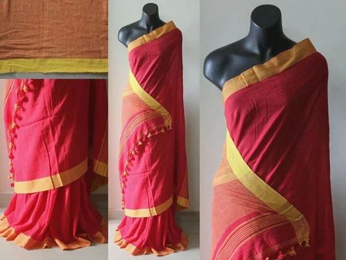 Unstitched Plain Cotton Saree, for Easy Wash, Anti-Wrinkle, Shrink-Resistant, Age Group : Adults