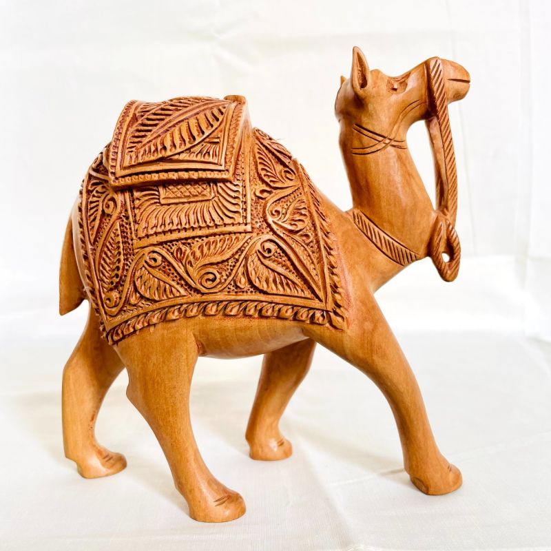 Brownish Wooden Camel Statue, for Home Decor, Pattern Carved at Rs