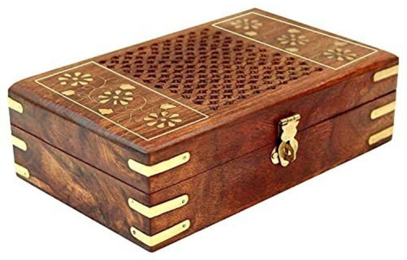Rectangular Polished Wooden Jewellery Box, for Keeping Jewelry, Color : Dark Brown