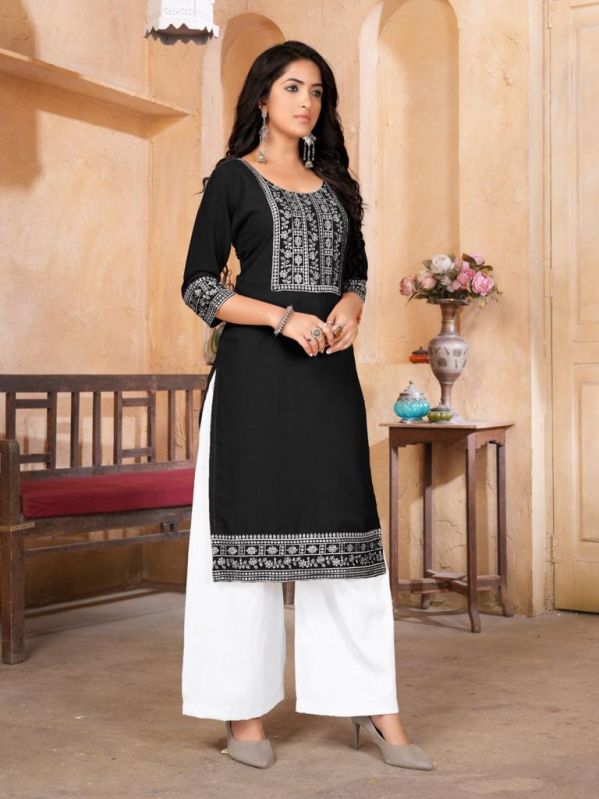 Plain Georgette Embroidery Kurti, Size : XL, XXL