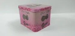 Square/rectangle Rose Print Chocolate Tin Box, Color : Customized