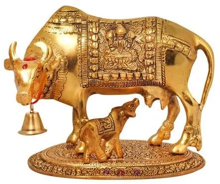 Kamdhenu Cow And Calf Metal Statue