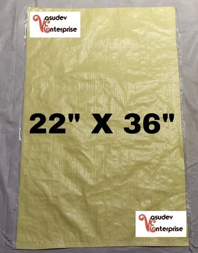 Yellow Laminated HDPE Woven Sack Bag, for Fertilizer Packaging, Storage Capacity : 60 Kgs