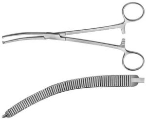 Silver Polished Stainless Steel Hysterectomy Clamp, for Surgical Use, Size : Customised