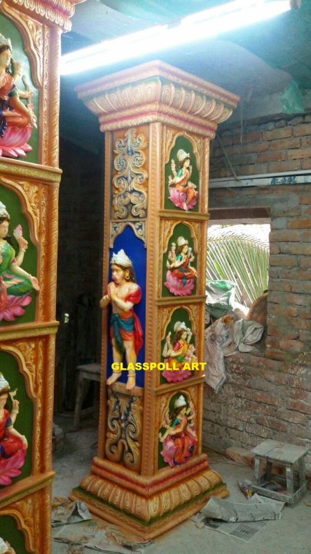 Mulit Colour Fiberglass Temple Pillar, Pattern : Printed