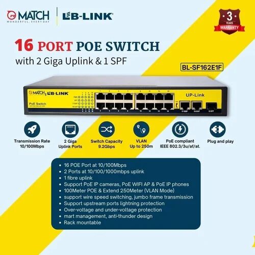 Poe Network Switch, Color : Grey