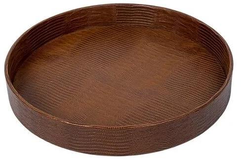 Leather Serving Tray And Coaster Set, Pattern : Plain