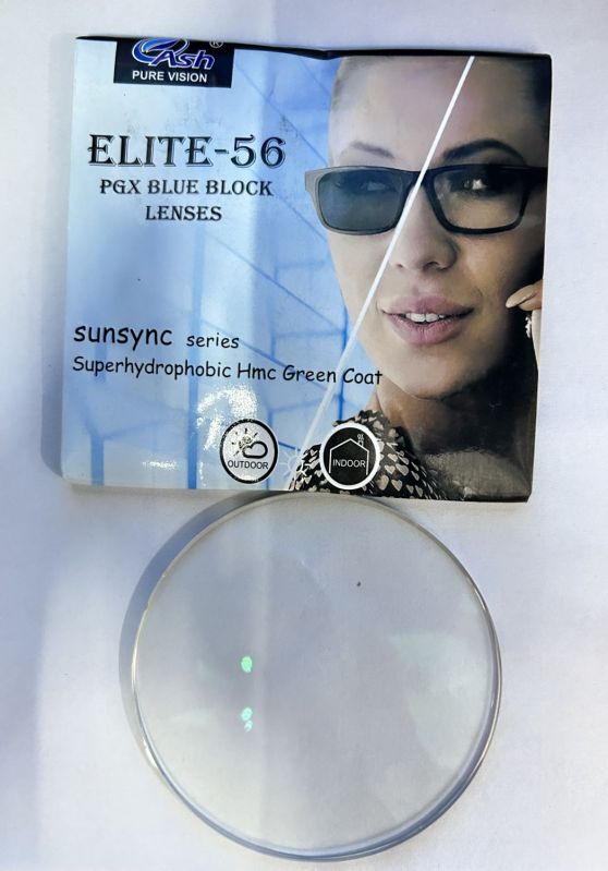 Transparent Plain Polished Glass Elite56 Photochromic Lenses, for Eye