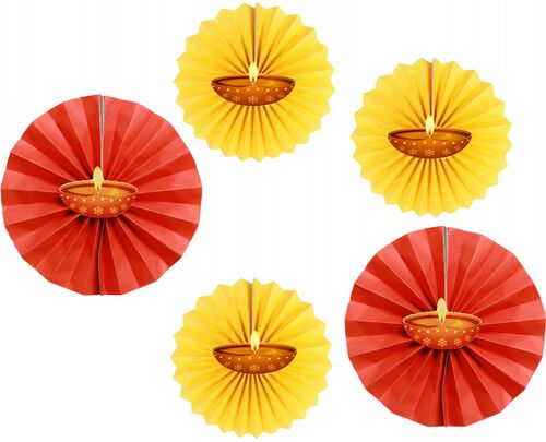 Bamboo Diwali Decoration Paper Fans, Packaging Type : PP