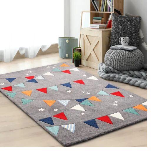 Multicolored Rectangular Handmade Woolen Tufted Carpet, for Home, Pattern : Modern