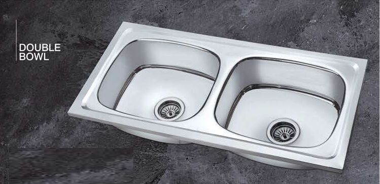 Square Stainless Steel Double Bowl Kitchen Sink, Color : Silver