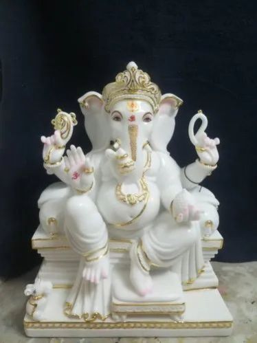 24 Inch Marble Lord Ganesh Statue