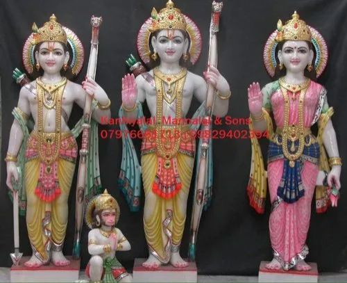 4 Feet Marble Ram Darbar Statue